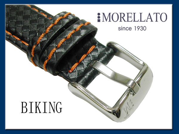モレラート MORELLATO 時計バンド ベルト バイキング BIKING ラバー カーボン型押 ブラック/オレンジステッチ【送料無料】