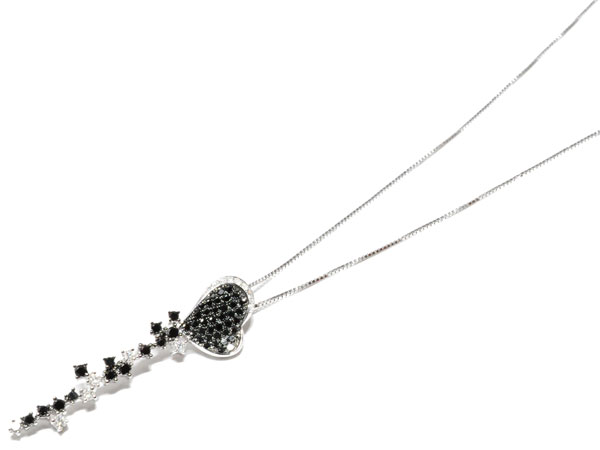 Rakuten - K18WG ホワイトゴールド ブラックダイヤモンド(0.35ct) プチネックレス N690