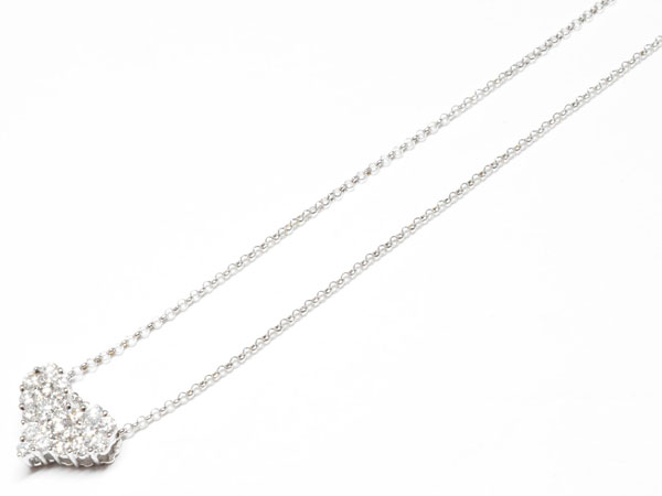 Rakuten - K18WG ホワイトゴールド ダイヤモンド(0.50ct) ハートプチネックレス N693