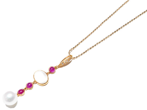 K18PGピンクゴールド真珠ムーン...