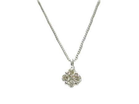 Rakuten - K18WG ホワイトゴールド ダイヤ入り ダイヤモンド 0.15ct プチネックレス N736