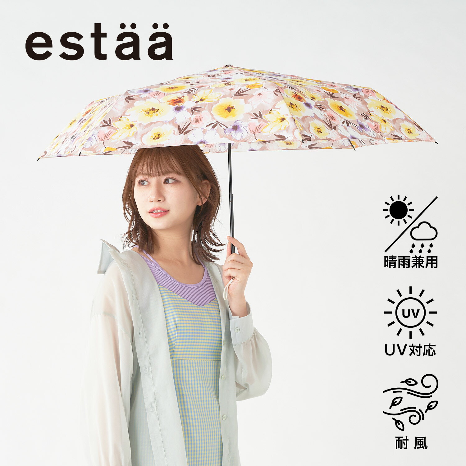 雨傘 折りたたみ傘 54cm ブルーム 花柄 レディース 耐風傘 晴雨兼用 春夏新作 プレゼント ギフト UVカット加工 ムーンバット