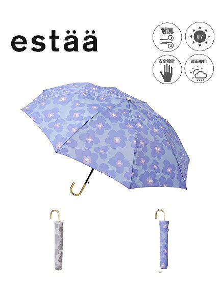 estaa(エスタ)【雨傘】 エスタ (estaa) NICE TO USE 手描きフラワー 折りたたみ傘 レディース 【公式ムーンバット】 晴雨兼用 UV ジャンプ式 母の日 プレゼント