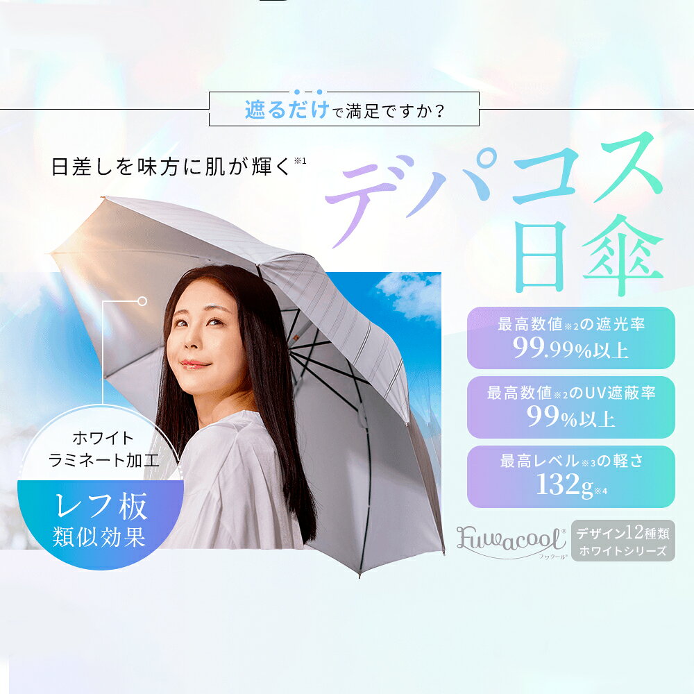 ★ラジオで紹介★ 日傘 Fuwacool フワクール ボタニカル 花柄 イラスト 長傘 50cm レディース 軽量 一級遮光 遮熱 フワクール ラミネート加工 雨の日OK 梅雨 晴雨兼用 ギフト プレゼント オシャレ 傘【ムーンバット公式】
