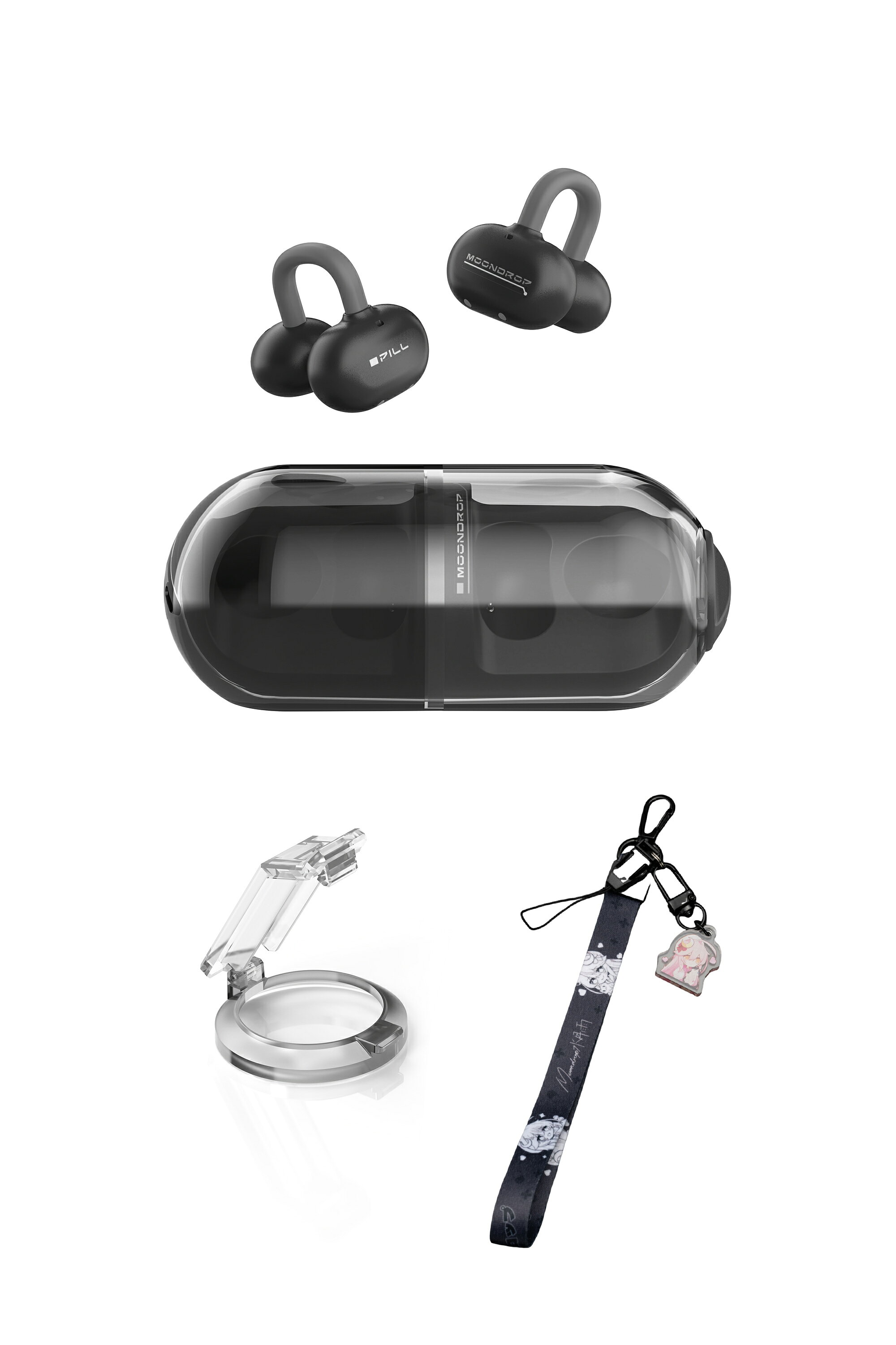 【18%OFF】水月雨 Moondrop Pill セット 止旋ロック＆ストラップ付き オープンイヤー型ワイヤレスイヤホン イヤーカフ イヤホン オープンイヤー ワイヤレス Bluetooth 6.0 開放型 耳挟み式 【IPX4防水 / 最大28時間再生 / AIノイズキャンセリング 】 moondrop-10000030 Moondrop公式ストア サンプル画像3