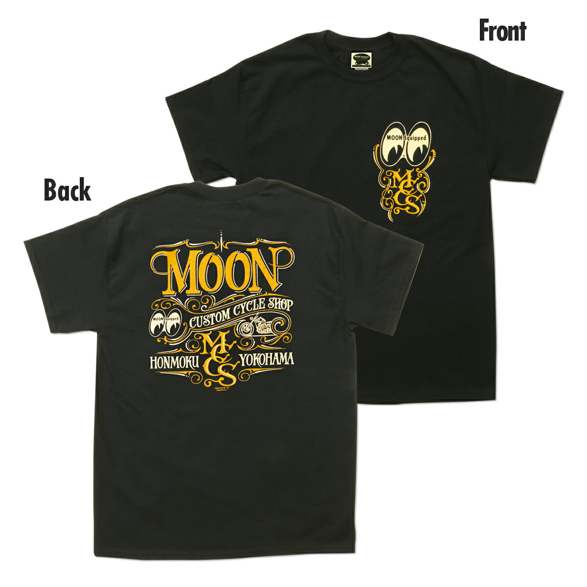 【XXLサイズ】MOON Custom Cycle Shop (ムーン カスタム サイクル ショップ) Tシャツ