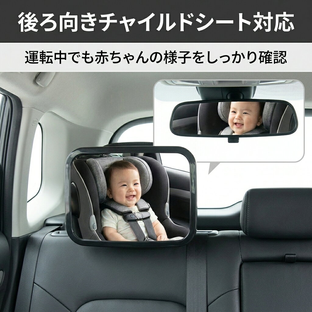 車用ベビーミラー 車内ミラー 後部座席ミラー 後部座席確認ミラー チャイルドシー...
