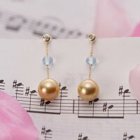 カラーストーン白蝶真珠ゴールドピアス(K18)