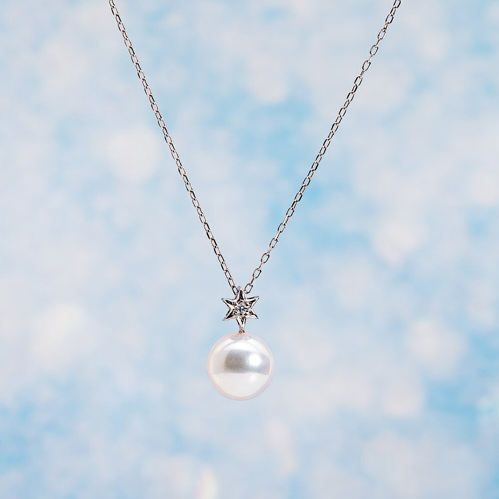 パール ダイヤモンド ネックレス Gleam Star パールペンダント PT プラチナ レディース 真珠 DES0401GSTAR000000 ムーンレーベル Moon Label