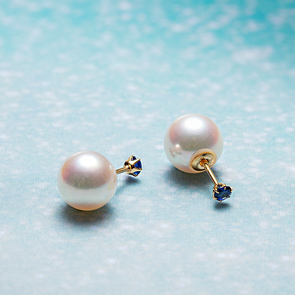 サファイア パール ピアス あこや真珠 Gemini サファイア ピアス K18 レディース 18金 DES0502GEM80BS0000 ムーンレーベル Moon Label
