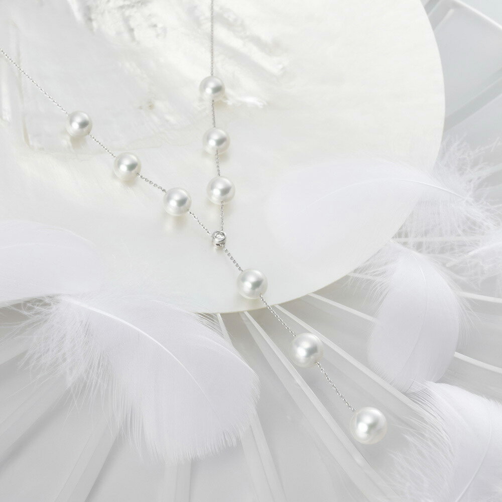 パール ダイヤモンド ネックレス Grace ペンダント K18WG レディース 18金 DES04040GRAWH00000 ムーンレーベル Moon Labelのサムネイル