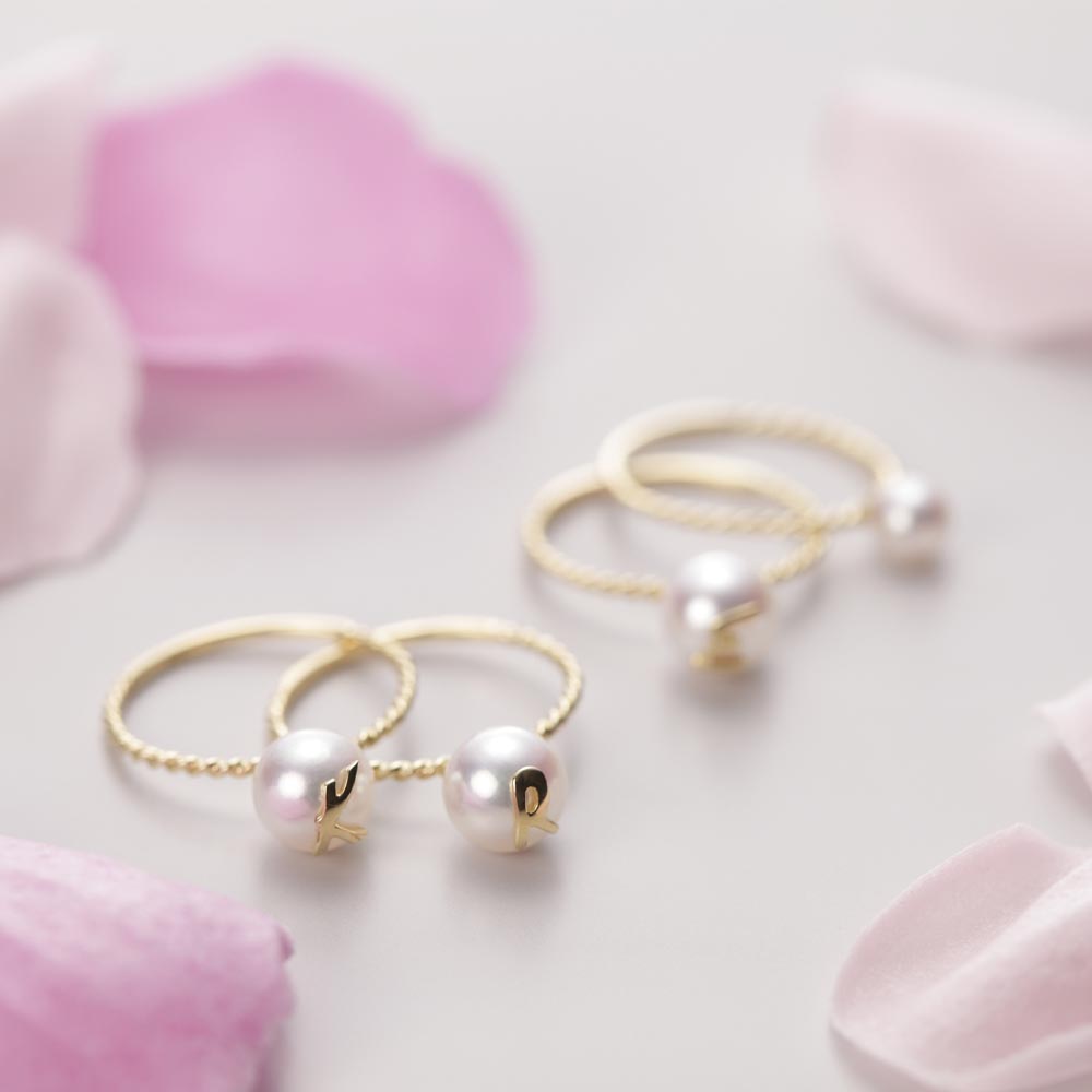 パール リング 指輪 イニシャル パール リング E　K18 レディース 18金 DES020200IN-E000 ムーンレーベル Moon Label