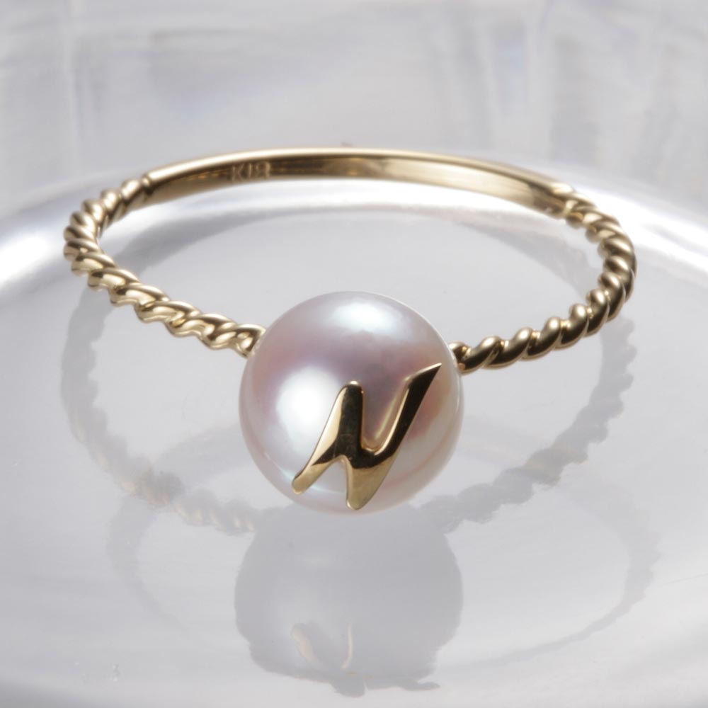 パール リング 指輪 イニシャル パール リング N K18 レディース 18金 DES020200IN-N000 ムーンレーベル Moon Label
