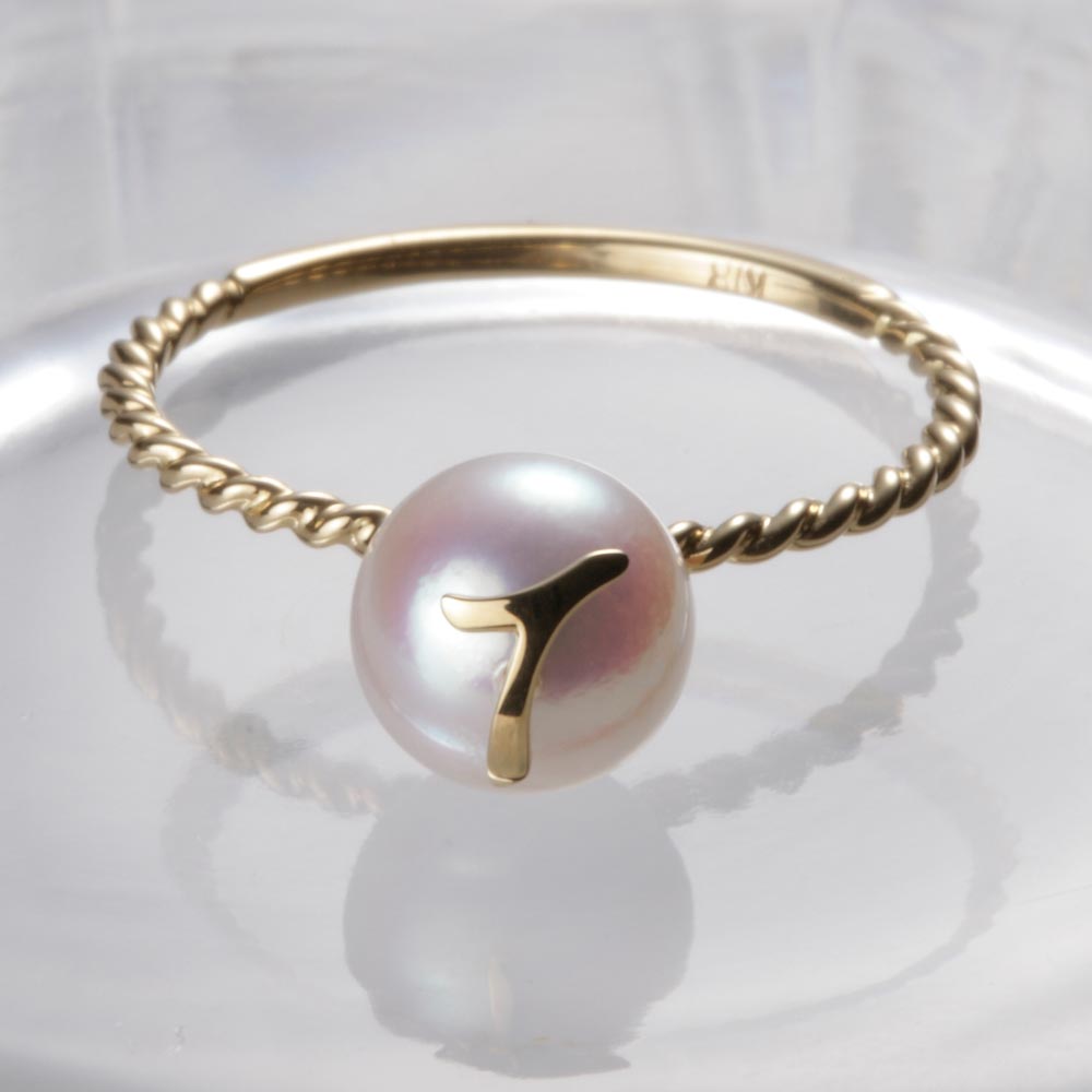 パール リング 指輪 イニシャル パール リング T K18 レディース 18金 DES020200IN-T000 ムーンレーベル Moon Label