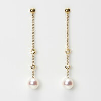 プチダイヤ&パールピアス(K18YG)