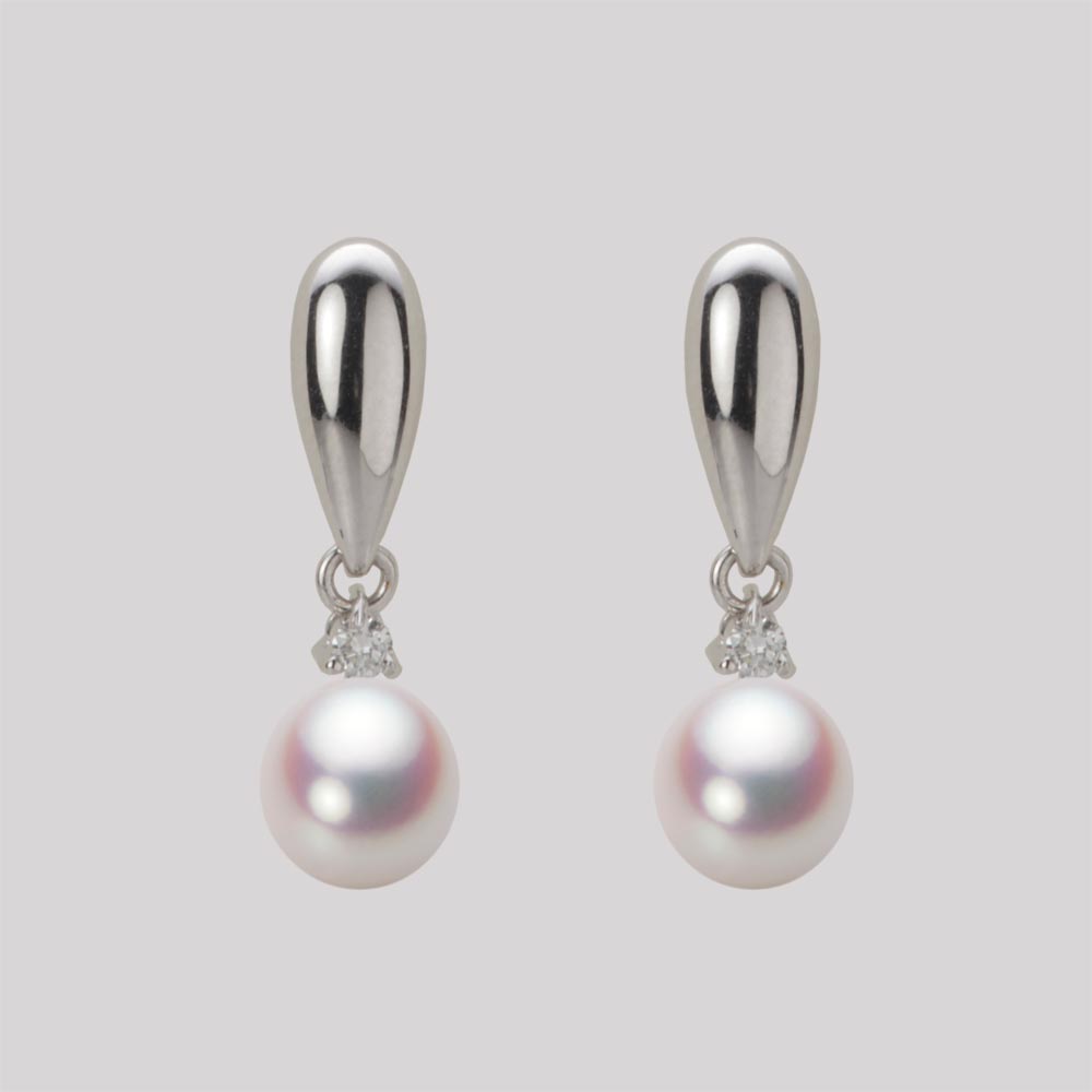 パール ピアス ぶら下がり あこや真珠 6.0mm アコヤ 真珠 ピアス K18WG ホワイトゴールド レディース HA00060D11WPN638DW ムーンレーベル Moon Label