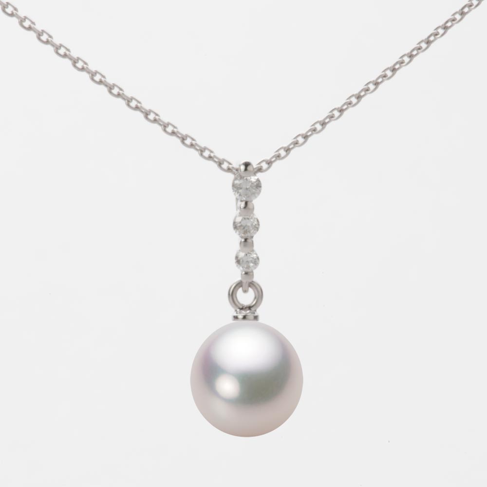 パール ネックレス 一粒 あこや真珠 8.0mm アコヤ 真珠 ペンダント K18WG ホワイトゴールド 18金 レディース HA00080D12WPG797W0 ムーンレーベル Moon Label