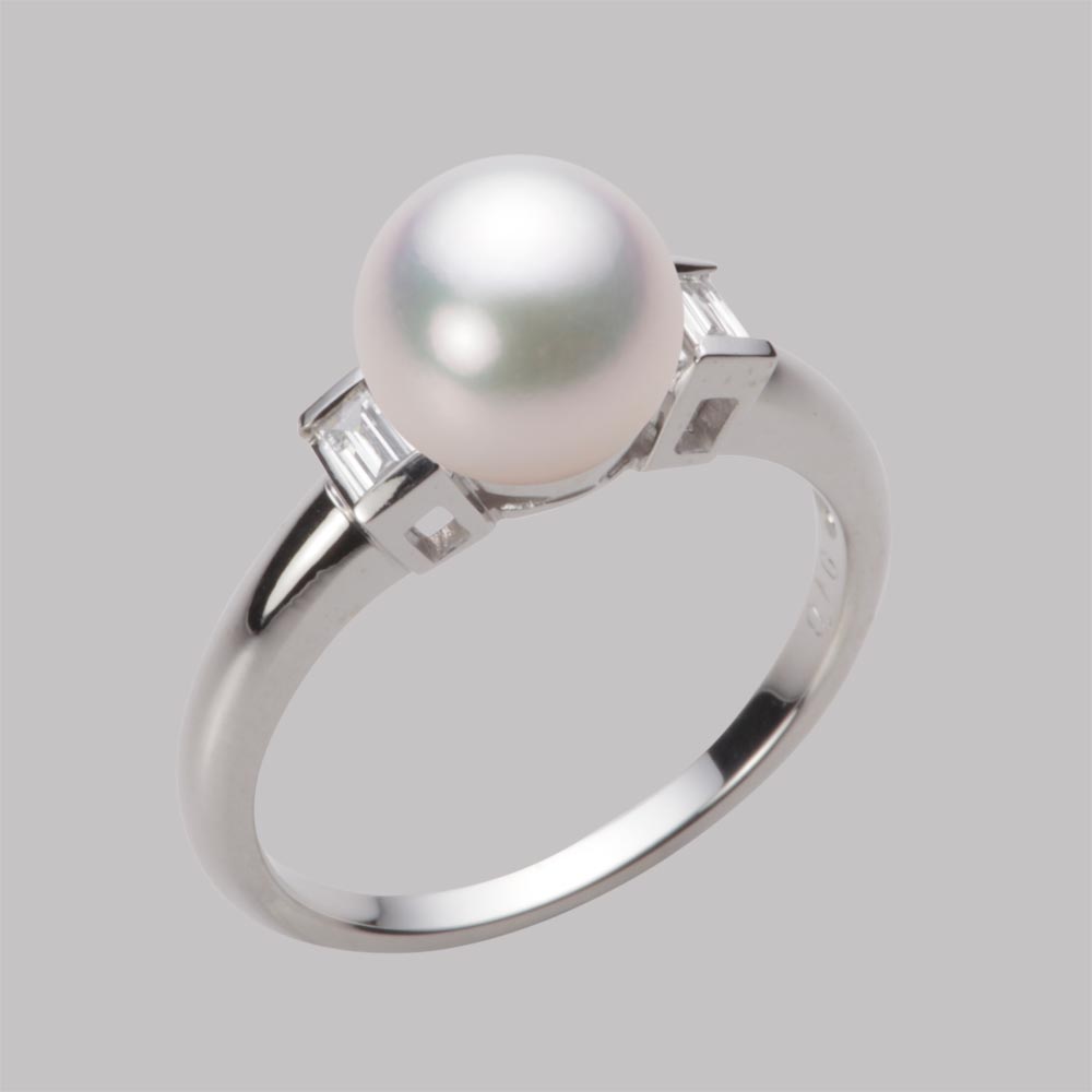 パール リング 指輪 あこや真珠 8.0mm アコヤ 真珠 リング K18WG ホワイトゴールド 18金 レディース HA00080R13WPGD03W8 ムーンレーベル Moon Label