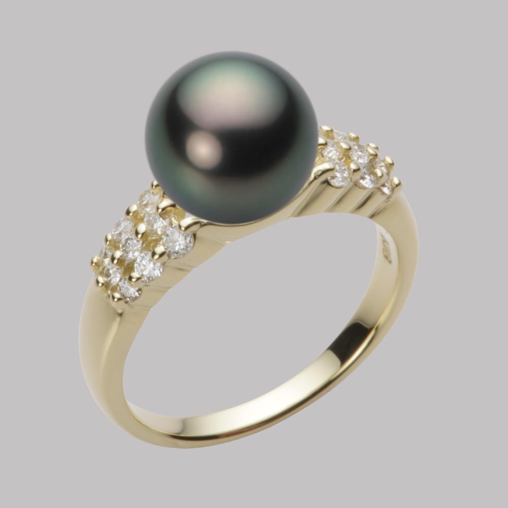 ブラック パール リング 指輪 9mm 黒蝶 真珠 リング K18 イエローゴールド 18金 レディース NB00009R11PC0D04Y9 ムーンレーベル Moon Label