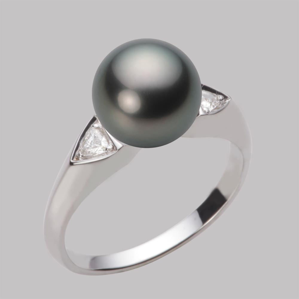 ブラック パール リング 指輪 9mm 黒蝶 真珠 リング PT900 プラチナ レディース NB00009R12PC0D01P9 ムーンレーベル Moon Label