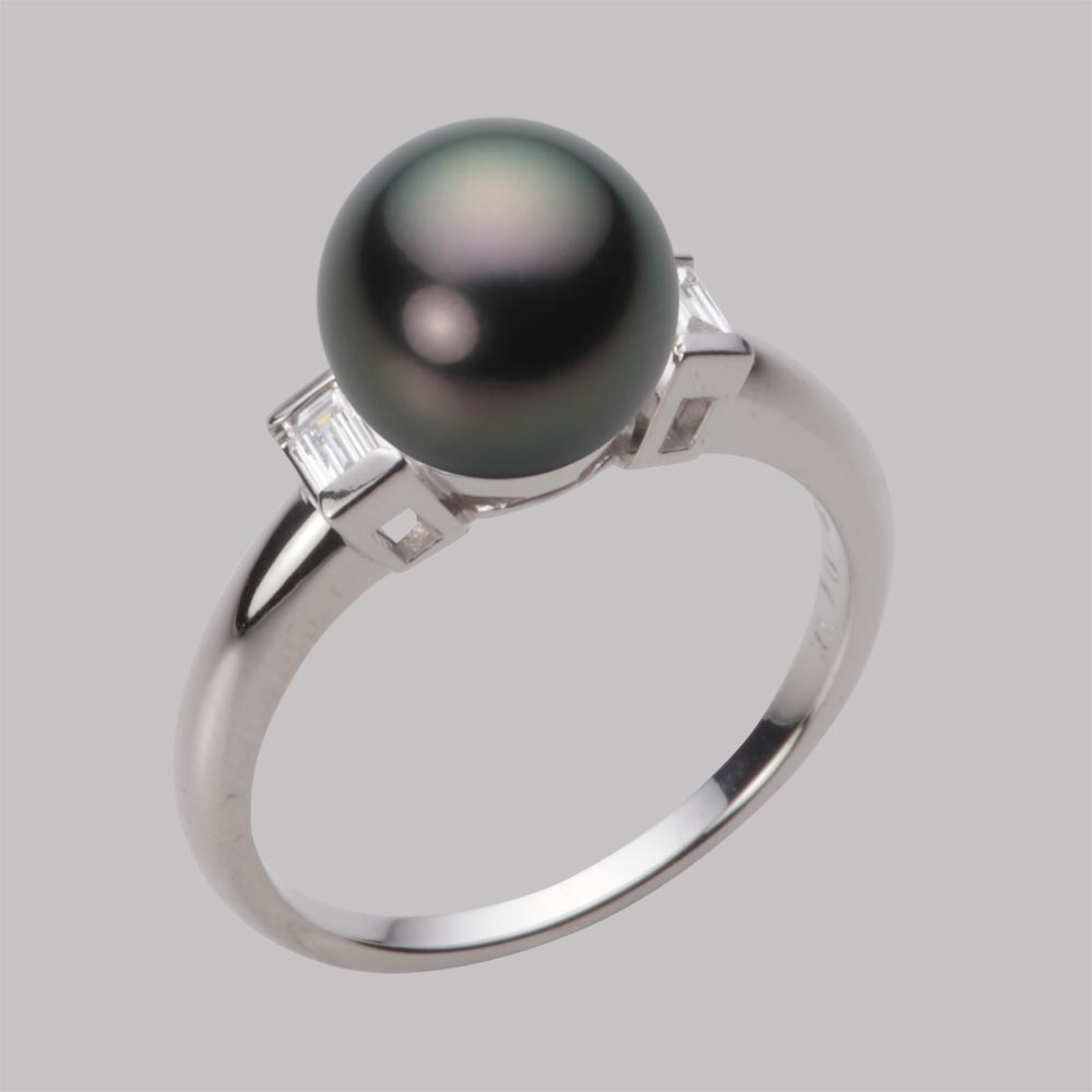 ブラック パール リング 指輪 9mm 黒蝶 真珠 リング K18WG ホワイトゴールド 18金 レディース NB00009R21BK0D03W9 ムーンレーベル Moon Label