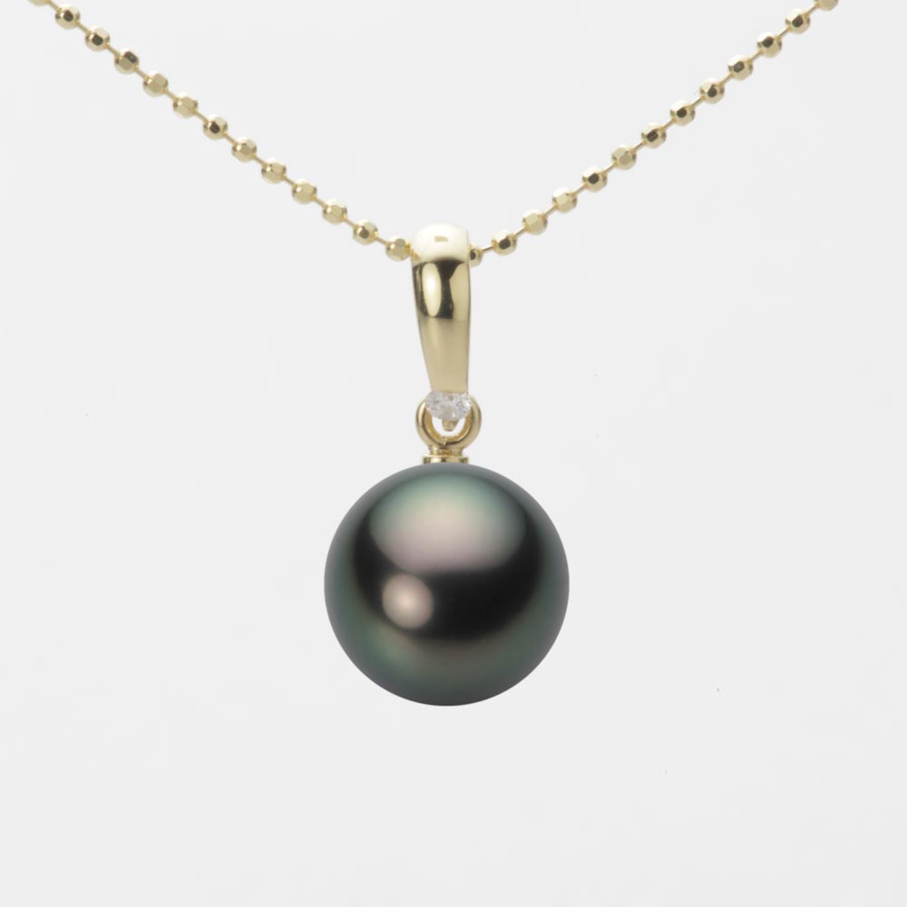 ブラック パール ネックレス 一粒 9mm 黒蝶 真珠 ペンダント K18 イエローゴールド 18金 レディース NB00009R21PC01500Y ムーンレーベル Moon Label