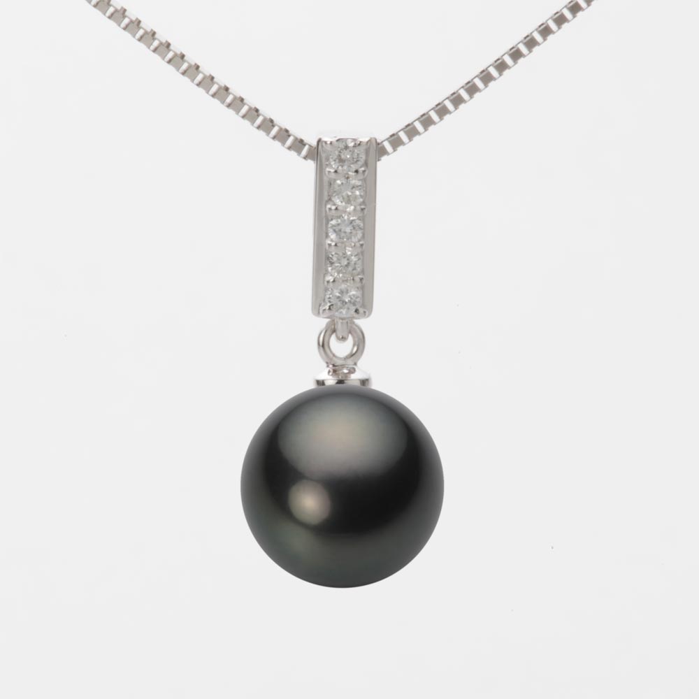 ブラック パール ネックレス 一粒 10mm 黒蝶 真珠 ペンダント K18WG ホワイトゴールド 18金 レディース NB00010R11BK0314W0 ムーンレーベル Moon Label