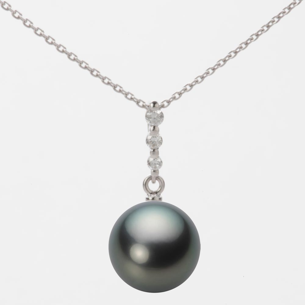 ブラック パール ペンダント トップ 10mm 黒蝶 真珠 ペンダント トップ K18WG ホワイトゴールド 18金 ..