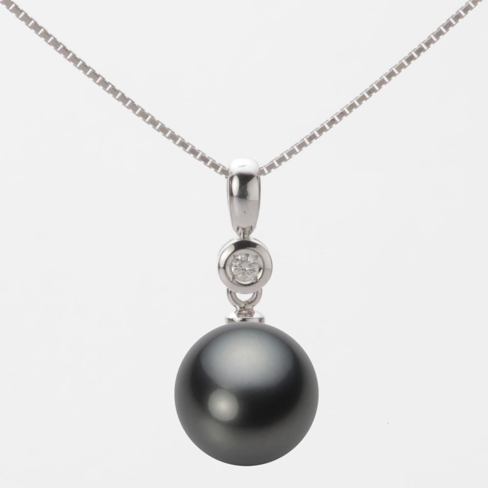 ブラック パール ペンダント トップ 10mm 黒蝶 真珠 ペンダント トップ K18WG ホワイトゴールド 18金 レディース NB00010R23BK0725W0-T ムーンレーベル Moon Label