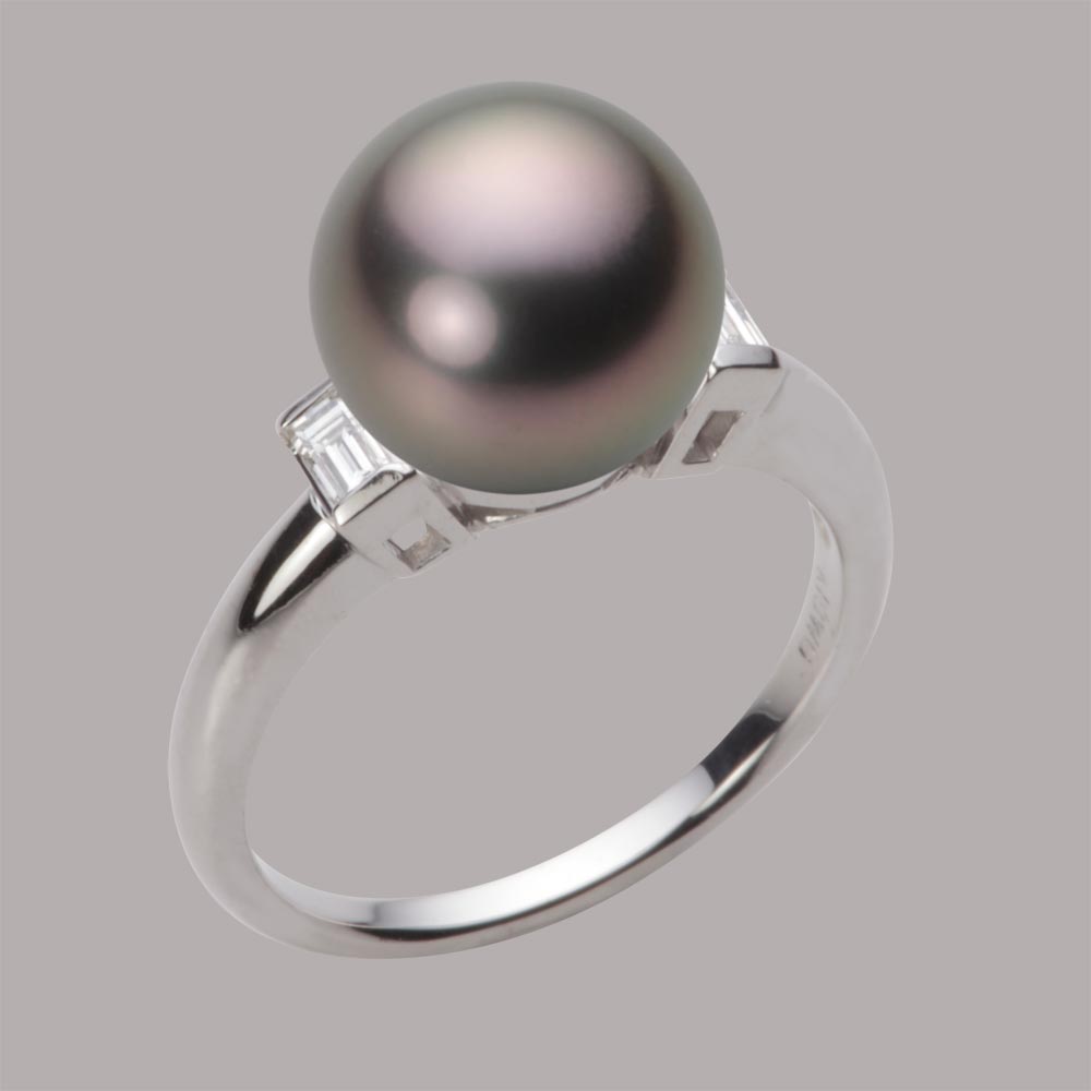 ブラック パール リング 指輪 10mm 黒蝶 真珠 リング K18WG ホワイトゴールド 18金 レディース NB00010R23RB0D03W0 ムーンレーベル Moon Label