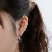 11mm黒蝶真珠イヤリング(ブラック)