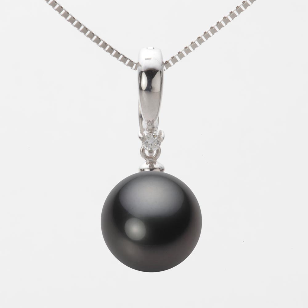 ブラック パール ネックレス 一粒 11mm 黒蝶 真珠 ペンダント K18WG ホワイトゴールド 18金 レディース NB00011R23BK0334W0 ムーンレーベル Moon Label