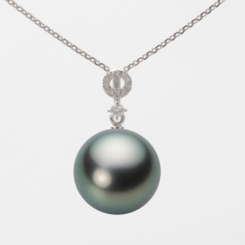 ブラック パール ネックレス 一粒 12mm 黒蝶 真珠 ペンダント K18WG ホワイトゴールド 18金 レディース NB00012R11DG01474W ムーンレーベル Moon Label