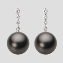 ブラック パール イヤリング 12mm 黒蝶 真珠 イヤリング K18WG ホワイトゴールド 18金 レディース NB00012R13BK0805W0 ムーンレ...