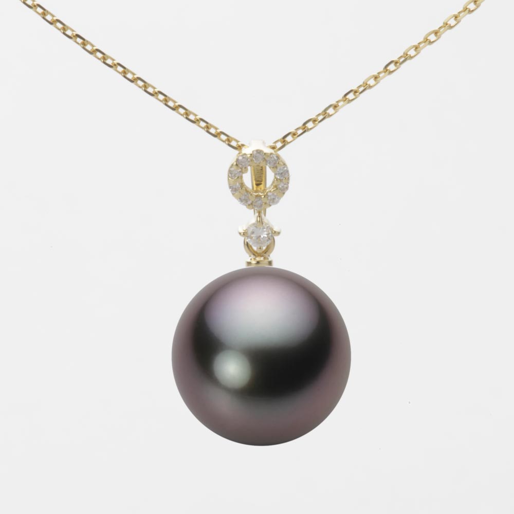 ブラック パール ネックレス 一粒 12mm 黒蝶 真珠 ペンダント K18 イエローゴールド 18金 レディース NB00012R13RB01474Y ムーンレーベル Moon Label