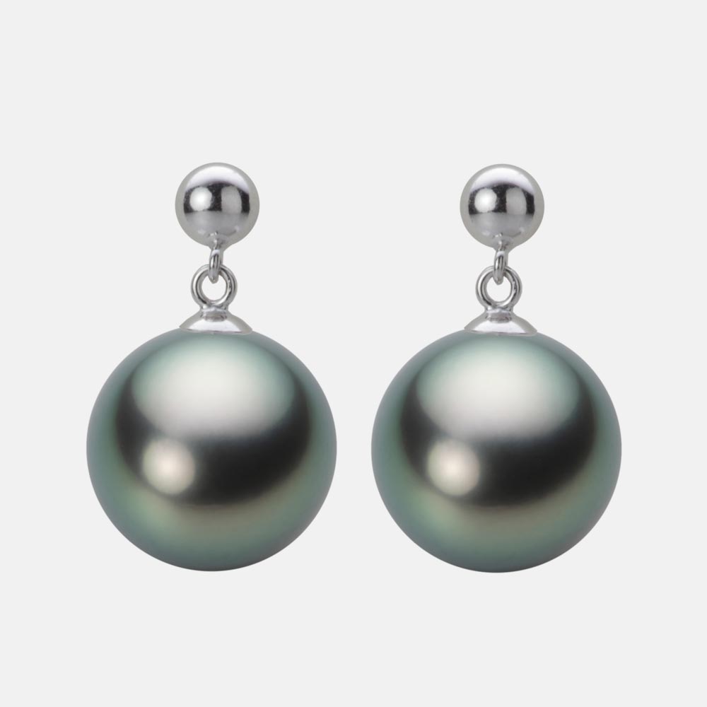 ブラック パール ピアス 12mm 黒蝶 真珠 ピアス K14WG ホワイトゴールド レディース NB00012R21DG0PA20W ムーンレーベル Moon Label