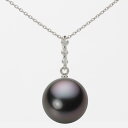 ブラック パール ネックレス 一粒 12mm 黒蝶 真珠 ペンダント K18WG ホワイトゴールド 18金 レディース NB00012R22BK0797W0 ムーンレーベル Moon Label