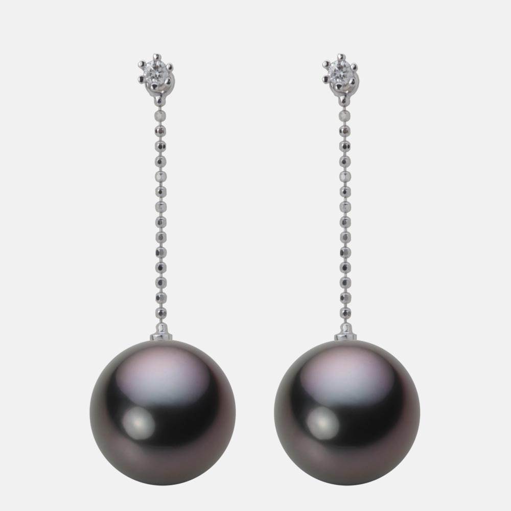 ブラック パール ピアス 12mm 黒蝶 真珠 ピアス K18WG ホワイトゴールド 18金 レディース NB00012R22BK0808W0 ムーンレーベル Moon Label