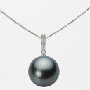 ブラック パール ネックレス 一粒 12mm 黒蝶 真珠 ペンダント K18WG ホワイトゴールド 18金 レディース NB00012R22DG01495W ム...
