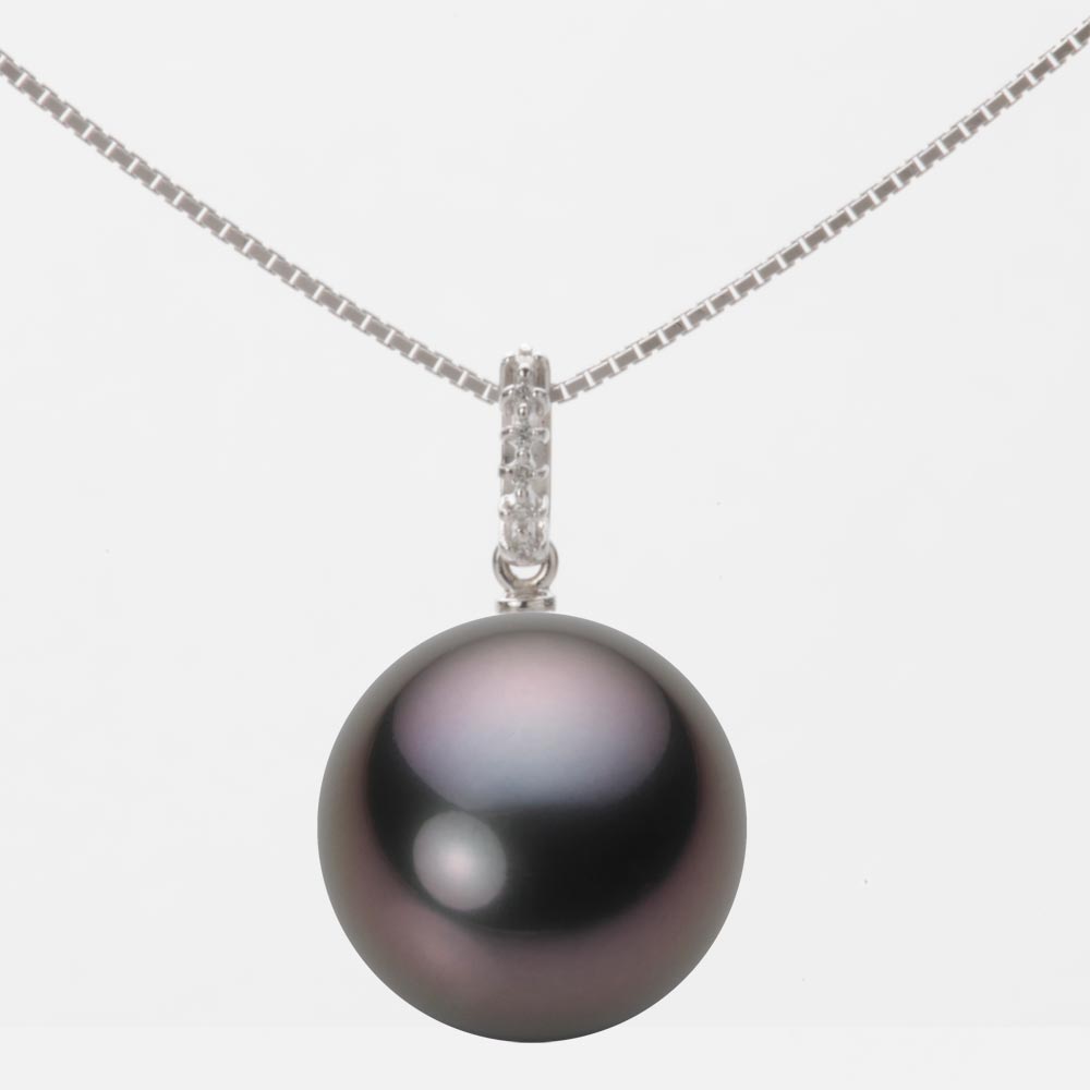 ブラック パール ネックレス 一粒 13mm 黒蝶 真珠 ペンダント K18WG ホワイトゴールド 18金 レディース NB00013R12BK01495W ムーンレーベル Moon Label(4)