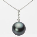ブラック パール ネックレス 一粒 13mm 黒蝶 真珠 ペンダント K18WG ホワイトゴールド 18金 レディース NB00013R12DG0797W0 ム...