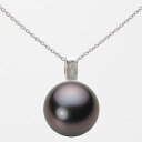 ブラック パール ネックレス 一粒 13mm 黒蝶 真珠 ペンダント K18WG ホワイトゴールド 18金 レディース NB00013R22BK0647W0 ム...