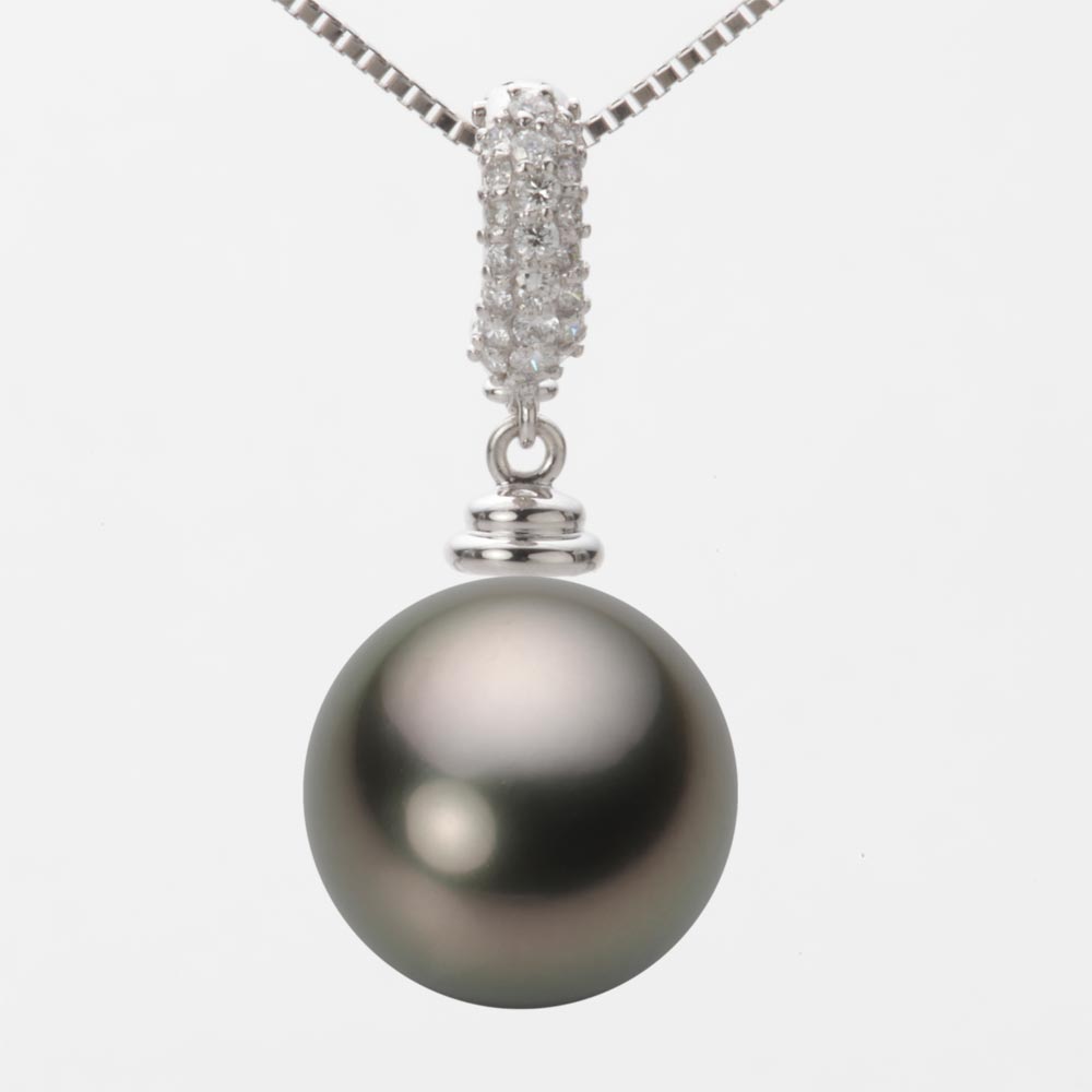 ブラック パール ネックレス 一粒 13mm 黒蝶 真珠 ペンダント K18WG ホワイトゴールド 18金 レディース NB00013R22RB0115W0 ムーンレーベル Moon Label