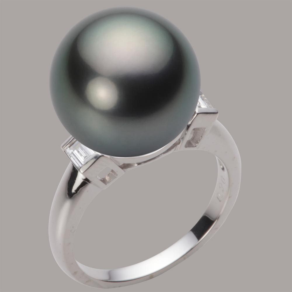 ブラック パール リング 指輪 14mm 黒蝶 真珠 リング PT900 プラチナ レディース NB00014R12PC0D03P4 ムーンレーベル Moon Label(4)