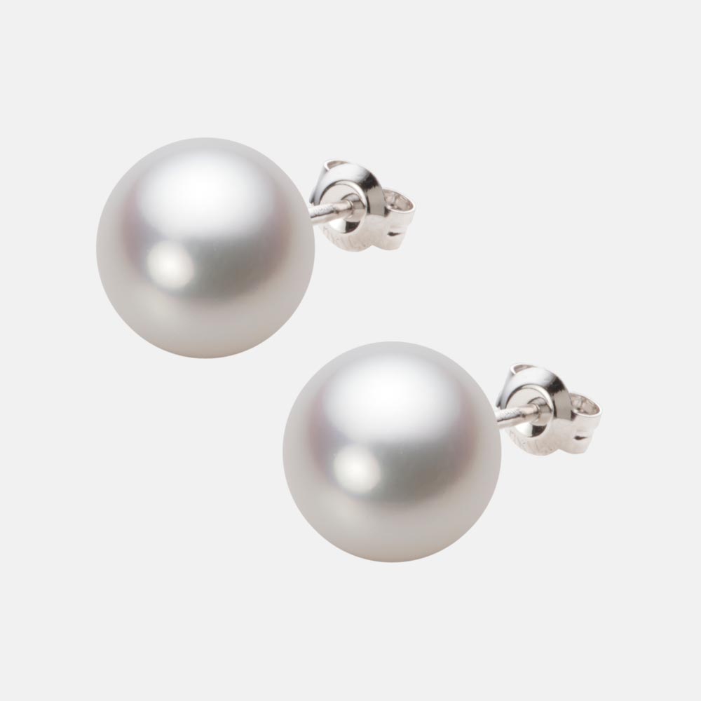 南洋真珠 パール ピアス 10mm 白蝶 真珠 ピアス K14WG ホワイトゴールド レディース N