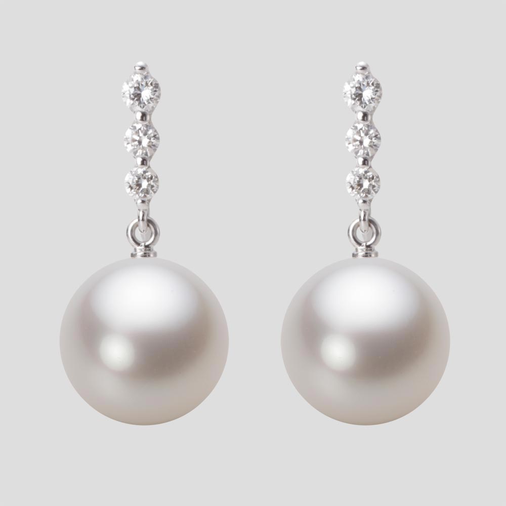 南洋真珠 パール イヤリング 11mm 白蝶 真珠 イヤリング K18WG ホワイトゴールド 18金 レディース NW00..