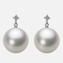 南洋真珠 パール ピアス 14mm 白蝶 真珠 ピアス K18WG ホワイトゴールド 18金 レディース NW00014R12WH0514W0 ムーンレーベル ...