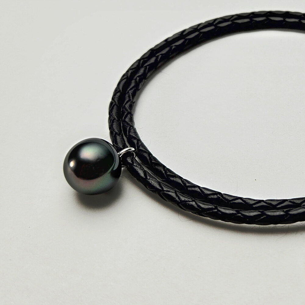 メンズ ブレスレット ブラックパール 二重巻き 編み込み レザー ブレス メンズ MEN...