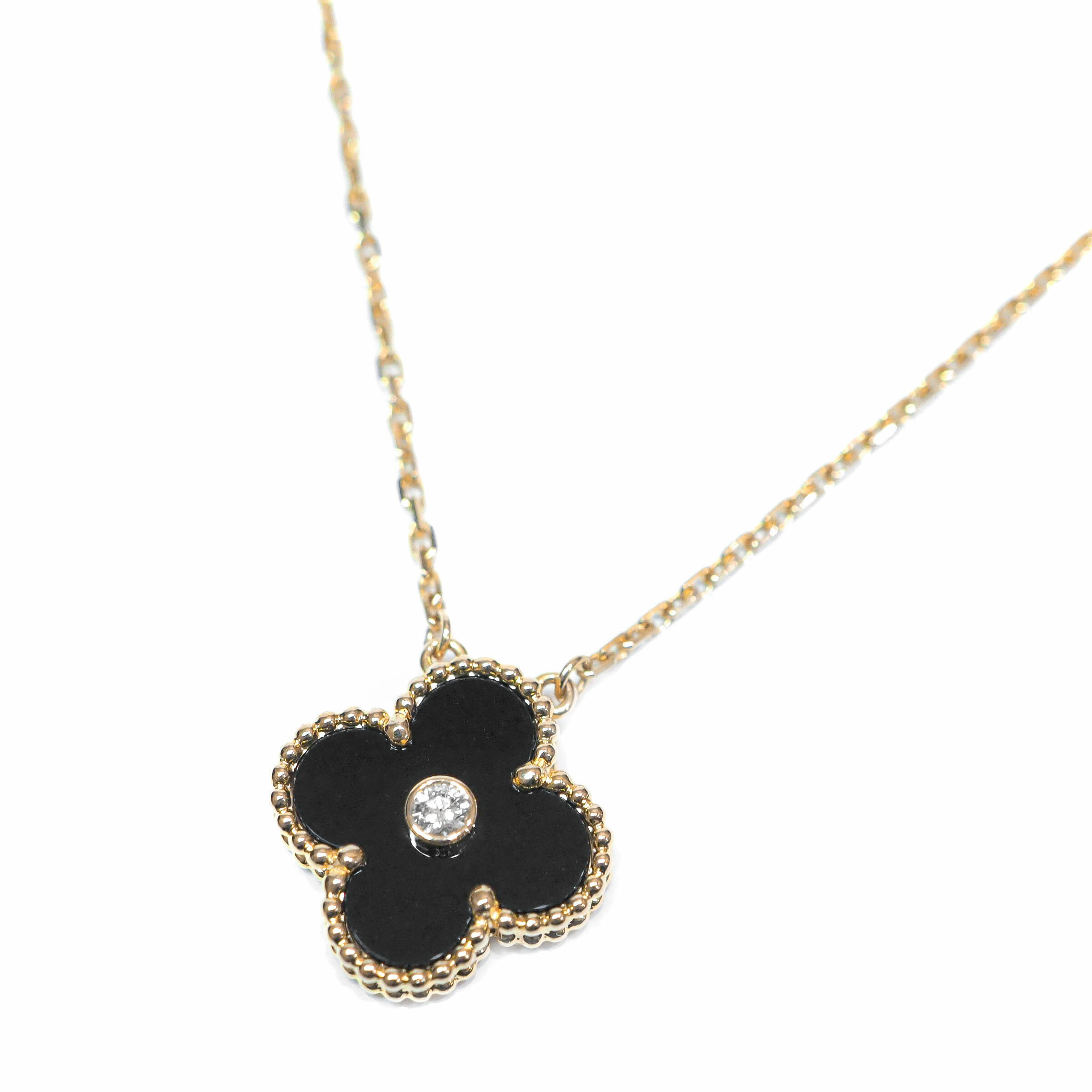 Rakuten - Van Cleef & Arpels ヴァン クリーフ&アーペル ヴィンテージ アルハンブラ ホリデー 限定 K18PG オニキス ダイヤモンド ネックレス 約6.3g位 [ 18金 ピンクゴールド ペンダント ジュエリー アクセサリー ブランド ]【中古】