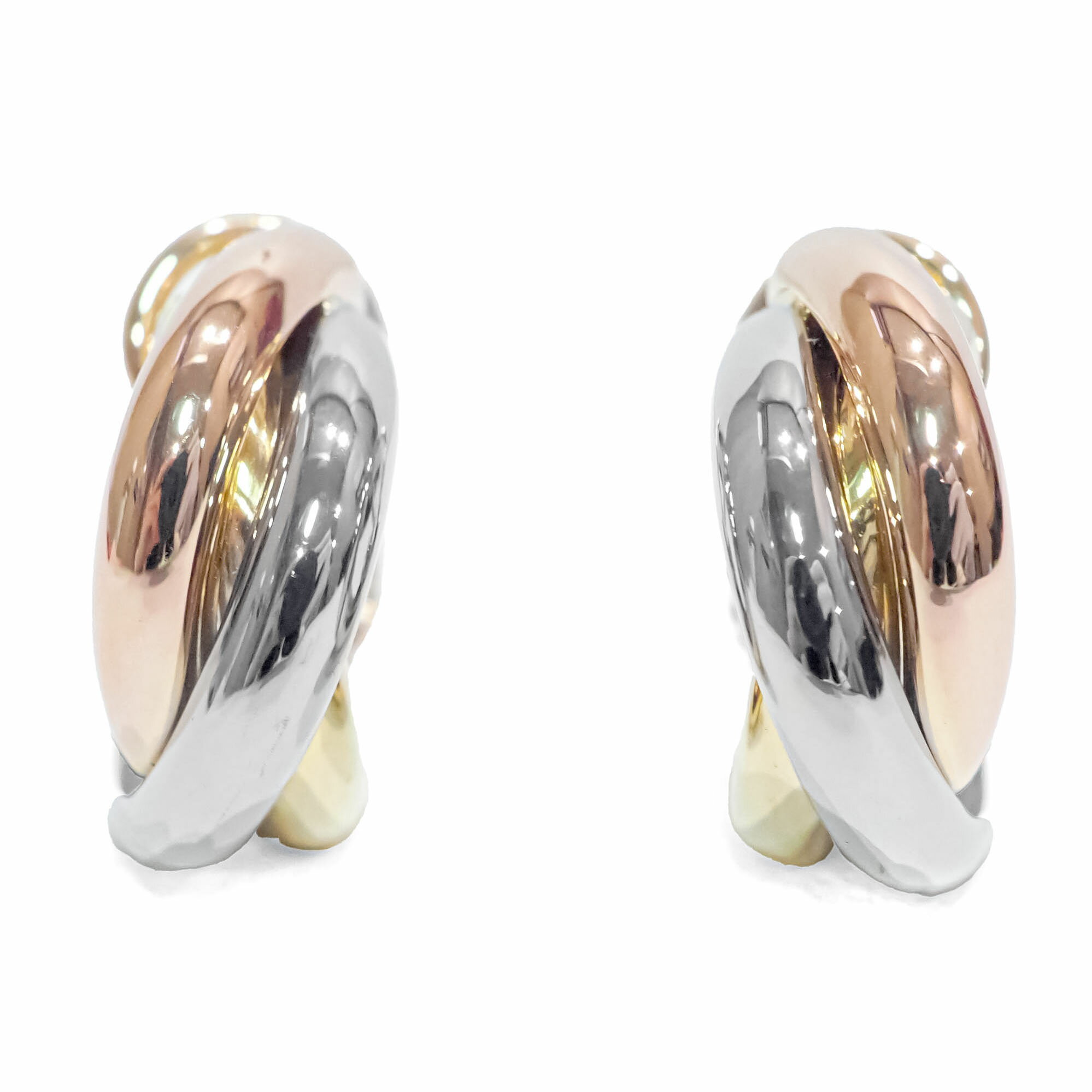Cartier カルティエ トリニティ K18YG K18WG K18PG ピアス 約9.9g位 [ 地金 フープ 18金 イエローゴールド ホワイトゴールド ピンクゴールド ジュエリー アクセサリー レディース ブランド ]【中古】のサムネイル